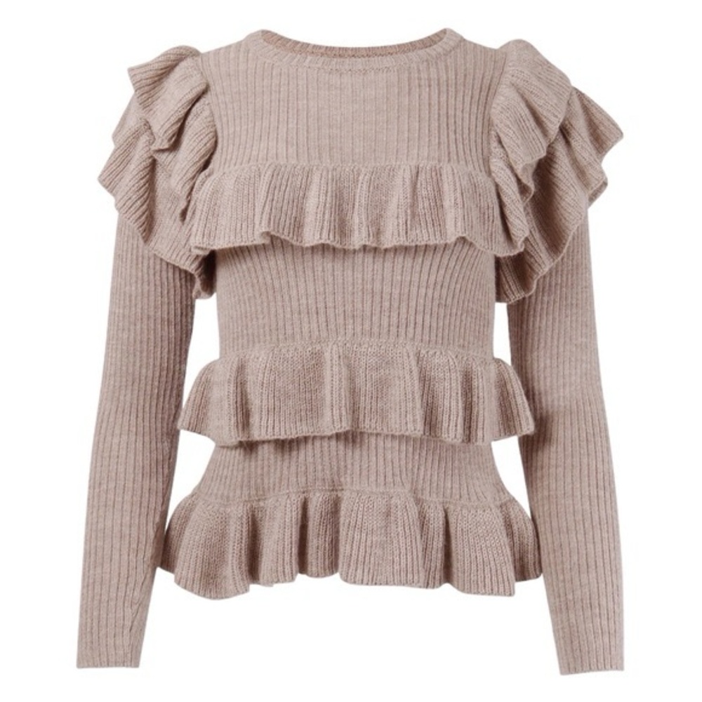Ulla Johnson Mabel Alpaca Silk Blend Ruffled Pullover  Knit Sweater